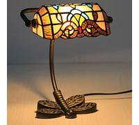 Tiffany Style Bankers Desk Lamp Vintage Stained Glass Lighting Retro Classic Design Elegant Home Decor Perfect for Office & Study 180° Adjustable Shade