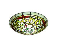 Tiffany Style Baroque Ceiling Light,Dimmable Round Ceiling Lamp Flush Mount, Stained Glass Metal Hallway Ceiling Lighting Fixtures for Living Room Bedroom Kitchen Bathroom