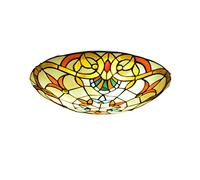 Tiffany Style Baroque Ceiling Light,Dimmable Round Ceiling Lamp Flush Mount, Stained Glass Metal Hallway Ceiling Lighting Fixtures for Living Room Bedroom Kitchen Bathroom,40cm