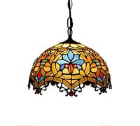 Tiffany Style Baroque Pendant Light Vintage Stained Glass Lampshade Blue Dragon Tail E27 Hanging Lamp Fixture for Dinner Room Living Room,16 inches