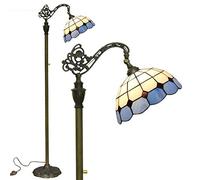 Tiffany Style Blue Lattice Floor Lamp 165cm Adjustable Head Mediterranean Bronze Elegant Living Room & Bedroom Lighting Luxury European Design Perfect for Study & Home Decor