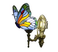 Tiffany Style Butterfly Wall Lamps & Sconces, Vintage Stained Glass Wall Light Fixtures, 1 Lights, 2 Lights, 3 Lights, Retro Bathroom Mirror Light for Bedroom Living Room Hallway Night Light,16