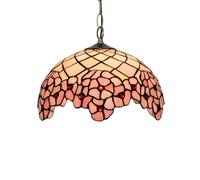 Tiffany Style Ceiling Light, 12 Inch Stained Glass Hanging Pendant Light Pink Cherry Blossom Vintage Decor Chandelier for Kitchen Island Dining Living Room Bedroom Corridor