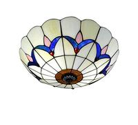 Tiffany Style Ceiling Light Flush Mount, Vintage Stained Glass Ceiling Lamp for Living Room Bedroom Kitchen Hallway, E27, MAX40W,D,50cm