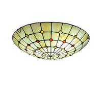 Tiffany Style Ceiling Light, Retro Stained Glass Round Ceiling Lamp, Dimmable Metal Hallway Flush Mount Ceiling Lighting Fixtures for Living Room Bedroom Kitchen,40cm