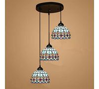 Tiffany Style Chandelier 3 Light Stained Glass Ceiling Fixture Retro Hanging Light for Dining Room Living Room Bedroom Decor Elegant Colorful Illumination (Color: 6)