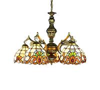 tiffany style chandelier, stained glass shade ceiling light, multi-colored adjustable baroque pendant hanging lamp for bedroom/living room/cafe (size : 5 heads)