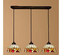 Tiffany Style Chandeliers Elegant Dining Room Pendant Hanging Light with 8 inch Shade and Stained Glass Ceiling Lamp Fixtures for Restaurant Island Living Room Bedroom Hallway C3