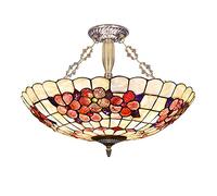 tiffany style chandeliers, natural handmade shell glass ceiling lights, dimmable modern mosaic pendant light for living room bedroom dining room farmhouse kitchen island light,16 inch