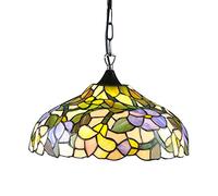 Tiffany Style Chandeliers, Vintage Stained Glass Ceiling Light Fixtures, Height Adjustable E27 Pendant Hanging Lamp for Bedroom Living Room Dining Room Cafe Bar Kitchen, 40Cm [Energy Class