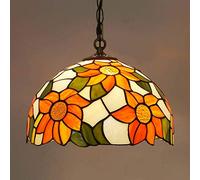 Tiffany Style Chandeliers, Vintage Stained Glass Ceiling Light Fixtures with Lamp Shade,Retro Farmhouse Decoration Pendant Hanging Lighting for Living Room Bedroom [Energy Class A ++],G