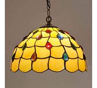 Tiffany Style Chandeliers, Vintage Stained Glass Ceiling Light Fixtures with Lamp Shade,Retro Farmhouse Decoration Pendant Hanging Lighting for Living Room Bedroom [Energy Class A ++],G