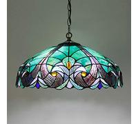 Tiffany Style Chandeliers, Vintage Stained Glass Ceiling Light Fixtures with Lamp Shade,Retro Farmhouse Decoration Pendant Hanging Lighting for Living Room Bedroom [Energy Class A ++],H