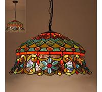 Tiffany Style Chandeliers, Vintage Stained Glass Ceiling Light Fixtures with Lamp Shade,Retro Farmhouse Decoration Pendant Hanging Lighting for Living Room Bedroom [Energy Class A ++],I