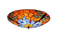 Tiffany Style Dragonfly Ceiling Light,LED Stained Glass Hallway Ceiling Lamp ,85-265V,Retro Decoration Flush Mount Fixtures Light for Bedroom/Living Room (Color : 50CM)