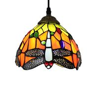 Tiffany Style E27 Pendant Light Stained Glass Chandelier for Living Room Bedroom & Hallway Decorative Ceiling Lamp Comfortable Home Lighting Fixture