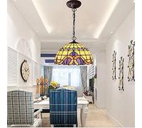 Tiffany Style Kitchen Lighting, 1-Light Stained Glass Lighting Fixtures, 12 Inch Wide Lampshade Pendant Light, Beautiful Baroque Vintage Kitchen Island Lighting, Tiffany Hanging Pendant Light