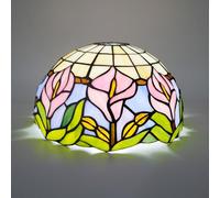 Tiffany Style Lamp Shade Replacement, 12 Inch Pink Calla Lily Stained Glass Vintage Decor Ceiling Light Shade for Floor Lamp Pendant Light