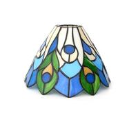 Tiffany Style Lamp Shade Replacement, 8 Inch Small Peacock Tail Stained Glass Vintage Handmade Decor Ceiling Light Shade for Wall Lamp Pendant Light