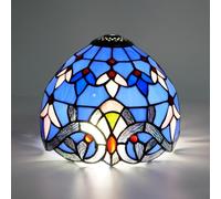 Tiffany Style Lamp Shade Replacement 8 Inch Stained Glass Ceiling Light Shade Blue Baroque Handcrafted Dome Small Lampshade for Beside Table Lamps Pendant Lights Chandeliers