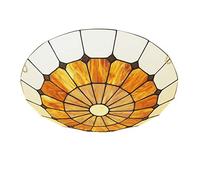 Tiffany Style LED Ceiling Lights, Mediterranean Round Ceiling Lamp, Stained Glass Flush Mount Ceiling Lighting Fixtures for Hallway Living Room Bedroom Kitchen Bathroom,3000K,40CM