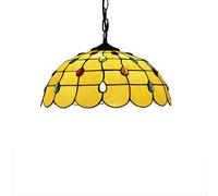 Tiffany Style Pendant Light 16 Inch Vintage Creativity Stained Glass Phoenix Tail Feather Shade Pendant Lamp Living Room Ceiling Hanging Light Fixture,A