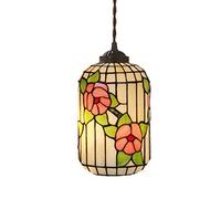 Tiffany Style Pendant Light 6" Hanging Lamp Red Plum Lantern Stained Glass Decoration Ceiling Lighting Vintage Design for Living Room Dining Room Corridor Balcony, E27
