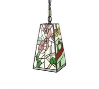 Tiffany Style Pendant Lighting Fixture Stained Glass Hanging Lamp Mid Century Ceiling Swag Light, Kitchen Island Dining Room Single Suspended Lamps E27 Mini Chandelier