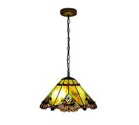 Tiffany Style Pendant Lights 16 Inch Vintage Baroque Stained Glass Green Phoenix Tail Shade Ceiling Light Pendant Lamp Fixture for Dining Room Gift