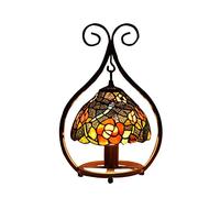 Tiffany Style Reading Table Bedside Lamp Light with 8-Inch Stained Glass Shade Night Light in Handmade Nightstand Living Room Bedroom Office Art Deco Lighting,E27(30 X 45cm),A,button switch
