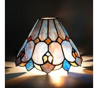 Tiffany Style Stained Glass Lamp Shade Replacement 8 Inch Purple Umbrella Flower Ceiling Light Shade Handcrafted Vintage Art Deco Lampshade for Pendant Light Wall Lamp Chandeliers