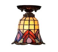 Tiffany Style Stained Glass Mini Ceiling Light 7 Inch Creativity Simplicity Peacock Tail Shade Ceiling Lamp for Balcony Corridor E27