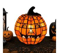 Tiffany Style Stained Glass Pumpkin Lamp, Halloween Pumpkin Table Lamp