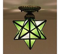 Tiffany Style Star Ceiling Light Flush Mount, Stained Glass Hallway Mini Ceiling Lamp, 1 Light,Vintage LED Ceiling Pendant Lighting Fixtures for Living room Bedroom [Energy Class A ++],Orange,30cm