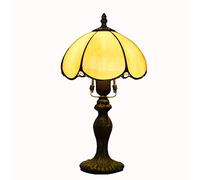 Tiffany Style Table Lamp Vintage Pastoral Yellow Stag Glass Desk Bedside Lamp For Living Room Study, 8 Inches