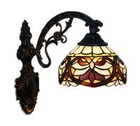 Tiffany Style Wall Light, Handmade Stained Glass Wall Sconces,Vintage Bedside Wall Lamp for Living Room Bedroom Bathroom Hallway [Energy Class A + + ],2