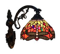 Tiffany Style Wall Light, Handmade Stained Glass Wall Sconces,Vintage Bedside Wall Lamp for Living Room Bedroom Bathroom Hallway [Energy Class A + + ],3