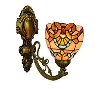 Tiffany Style Wall Sconce, 6 Inch Stained Glass Wall Mount Light Yellow Baroque Decorative Bedside Lamps For Bedroom Living Room Corridor Stairways