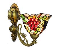 Tiffany Style Wall Sconce, Handmade Stained Glass Wall Lamp, E26 Bulb, 8" Width Victorian Decorative Bedside Wall Light for Living Room Bedroom Bathroom Hallway Reading,C