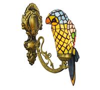 Tiffany Style Wall Sconce, Stained Glass Wall Mount Light Yellow Parrot Vintage Decorative Bedside Lamps for Bedroom Living Room Corridor Stairways