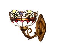 Tiffany Style Wall Sconces,E27 Bulb, 8 inch Stained Glass Hallway Wall Lamp, Retro Metal Night Light for Living Room Bedroom Beside Decor Wall Lighting Fixture