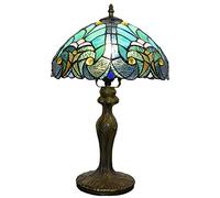 Tiffany Table Lamp Mediterranean 12 Inch Retro Bedside Lamp Handmade Green Stained Glass Lampshade Creative Warm for Lounge Living Room