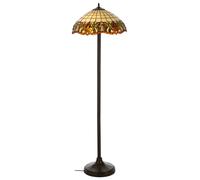 Tiffany Umbrella Shade Floor Lamp, Art Nouveau Wisteria Design, Nature-Inspired Multicoloured Glass Shade Interiors by Premier Brown One Size