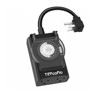 TiFFCOFiO Outdoor Timer Outlet Waterproof, 24 Hour Mechanical Light Timer Outdoor, 2 Grounded Outlets for Home and Garden, 15A 1/2HP, Heavy Duty, ETL Listed (30 Min Interval)