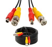 TIFFORA 2-in-1 BNC Video Power Cable, BNC DC Power Video Lead Cables For CCTV Security Camera DVR Extension Cable, 5M 10M 15M 20M 25M 30M 40M 50M, Black Color (20 Meter)