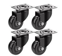 Tiffora Heavy Duty Castor Wheels - Rubbered Trolley Wheels - No Floor Marks Small Caster Wheels for Furniture - Black - 50mm up to 200KG (Pack of 4 without Brakes)
