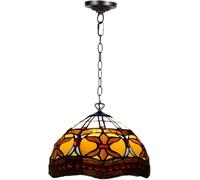 TIFFORA Tiffany Pendant Lamps Stained Glass Lamp Shades Handcrafted Stunning Quality Antique Design Pendant Light for Living Room Bedroom Lounge (TF(P)-1001)