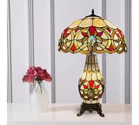 TIFFORA Tiffany Style Clustered Table Lamp, Stained Glass Multicolor 16 Inch Stained Glass Shade Lampshade (CTFTL-1650)