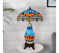 TIFFORA Tiffany Style Clustered Table Lamp, Stained Glass Multicolor 16 Inch Stained Glass Shade Lampshade (CTFTL-1602)