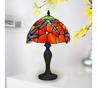 TIFFORA Tiffany Style Lamp, Stained GlassTable Lamp, Handcrafted Bedside Light Desk Light, 10 Inch Lamp Shades - Multicolor (TFT(L)-1011)